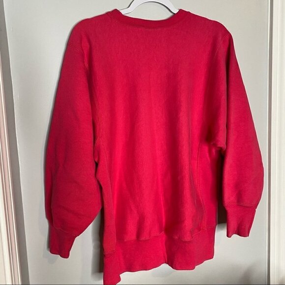 Vintage 90s Champion Reverse Weave Pink Made In USA Sweatshirt Large FLAWED - Picture 4 of 7